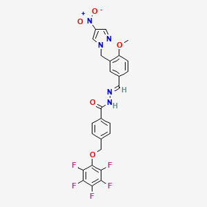 molecular formula C26H18F5N5O5 B4848011 N'-{4-methoxy-3-[(4-nitro-1H-pyrazol-1-yl)methyl]benzylidene}-4-[(pentafluorophenoxy)methyl]benzohydrazide 