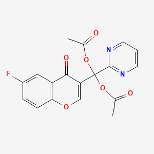 molecular formula C18H13FN2O6 B4848035 (6-fluoro-4-oxo-4H-chromen-3-yl)(pyrimidin-2-yl)methylene diacetate 