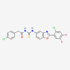 molecular formula C22H13Cl2F2N3O2S B4848091 N-({[2-(2-chloro-4,5-difluorophenyl)-1,3-benzoxazol-5-yl]amino}carbonothioyl)-2-(4-chlorophenyl)acetamide 
