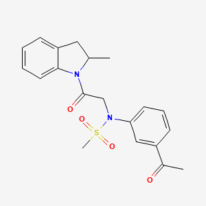 molecular formula C20H22N2O4S B4848112 N-(3-acetylphenyl)-N-[2-(2-methyl-2,3-dihydro-1H-indol-1-yl)-2-oxoethyl]methanesulfonamide 
