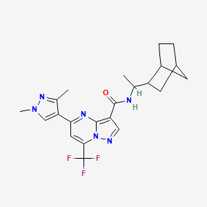 molecular formula C22H25F3N6O B4848147 N-(1-bicyclo[2.2.1]hept-2-ylethyl)-5-(1,3-dimethyl-1H-pyrazol-4-yl)-7-(trifluoromethyl)pyrazolo[1,5-a]pyrimidine-3-carboxamide 