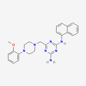 molecular formula C25H27N7O B4848151 6-{[4-(2-methoxyphenyl)-1-piperazinyl]methyl}-N-1-naphthyl-1,3,5-triazine-2,4-diamine 