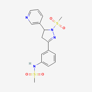 molecular formula C16H18N4O4S2 B4848175 N-{3-[1-(methylsulfonyl)-5-(3-pyridinyl)-4,5-dihydro-1H-pyrazol-3-yl]phenyl}methanesulfonamide 