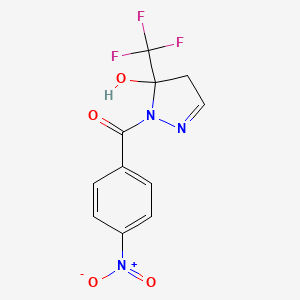 molecular formula C11H8F3N3O4 B4848189 1-(4-nitrobenzoyl)-5-(trifluoromethyl)-4,5-dihydro-1H-pyrazol-5-ol 