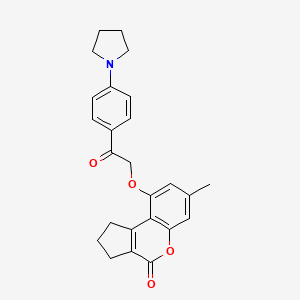 molecular formula C25H25NO4 B4848205 7-methyl-9-{2-oxo-2-[4-(1-pyrrolidinyl)phenyl]ethoxy}-2,3-dihydrocyclopenta[c]chromen-4(1H)-one 