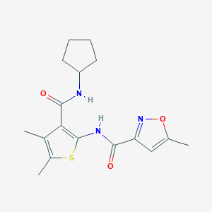 molecular formula C17H21N3O3S B4848206 N-{3-[(cyclopentylamino)carbonyl]-4,5-dimethyl-2-thienyl}-5-methyl-3-isoxazolecarboxamide 
