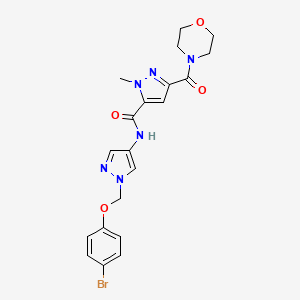 molecular formula C20H21BrN6O4 B4848208 N-{1-[(4-bromophenoxy)methyl]-1H-pyrazol-4-yl}-1-methyl-3-(4-morpholinylcarbonyl)-1H-pyrazole-5-carboxamide 
