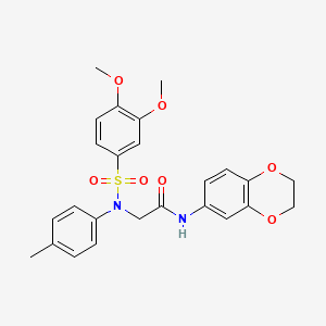 N~1~-(2,3-dihydro-1,4-benzodioxin-6-yl)-N~2~-[(3,4-dimethoxyphenyl)sulfonyl]-N~2~-(4-methylphenyl)glycinamide