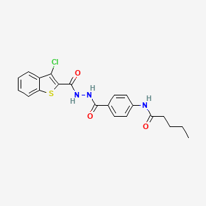 molecular formula C21H20ClN3O3S B4848231 N-[4-({2-[(3-chloro-1-benzothien-2-yl)carbonyl]hydrazino}carbonyl)phenyl]pentanamide 