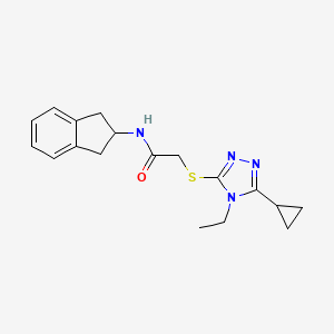 molecular formula C18H22N4OS B4848250 2-[(5-cyclopropyl-4-ethyl-4H-1,2,4-triazol-3-yl)thio]-N-(2,3-dihydro-1H-inden-2-yl)acetamide 