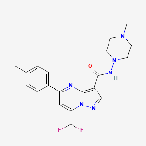 molecular formula C20H22F2N6O B4848285 7-(difluoromethyl)-5-(4-methylphenyl)-N-(4-methyl-1-piperazinyl)pyrazolo[1,5-a]pyrimidine-3-carboxamide 