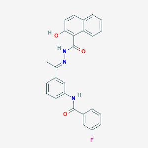 molecular formula C26H20FN3O3 B4848302 3-fluoro-N-{3-[N-(2-hydroxy-1-naphthoyl)ethanehydrazonoyl]phenyl}benzamide 