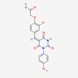 molecular formula C20H15BrN2O7 B4848320 (2-bromo-4-{[1-(4-methoxyphenyl)-2,4,6-trioxotetrahydro-5(2H)-pyrimidinylidene]methyl}phenoxy)acetic acid 