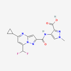molecular formula C16H14F2N6O3 B4848361 4-({[5-cyclopropyl-7-(difluoromethyl)pyrazolo[1,5-a]pyrimidin-2-yl]carbonyl}amino)-1-methyl-1H-pyrazole-3-carboxylic acid 