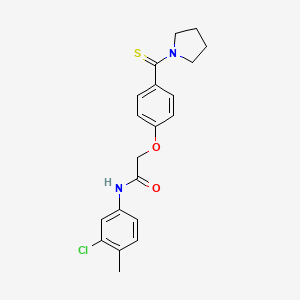 molecular formula C20H21ClN2O2S B4848372 N-(3-chloro-4-methylphenyl)-2-[4-(1-pyrrolidinylcarbonothioyl)phenoxy]acetamide 