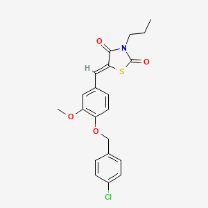 molecular formula C21H20ClNO4S B4848383 5-{4-[(4-chlorobenzyl)oxy]-3-methoxybenzylidene}-3-propyl-1,3-thiazolidine-2,4-dione 