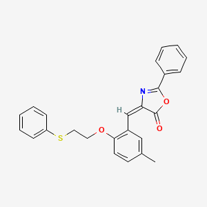 molecular formula C25H21NO3S B4848459 4-{5-methyl-2-[2-(phenylthio)ethoxy]benzylidene}-2-phenyl-1,3-oxazol-5(4H)-one 