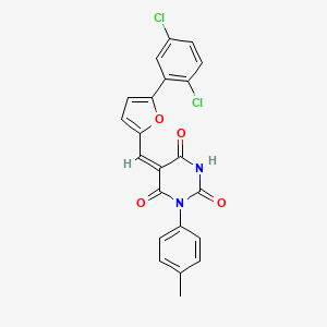 molecular formula C22H14Cl2N2O4 B4848479 5-{[5-(2,5-dichlorophenyl)-2-furyl]methylene}-1-(4-methylphenyl)-2,4,6(1H,3H,5H)-pyrimidinetrione 