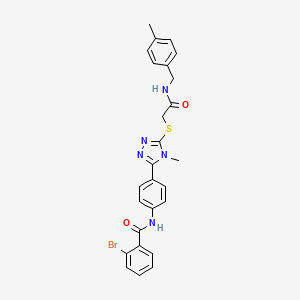 molecular formula C26H24BrN5O2S B4848560 2-bromo-N-{4-[4-methyl-5-({2-[(4-methylbenzyl)amino]-2-oxoethyl}thio)-4H-1,2,4-triazol-3-yl]phenyl}benzamide 