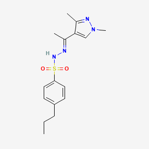 molecular formula C16H22N4O2S B4848623 N'-[1-(1,3-dimethyl-1H-pyrazol-4-yl)ethylidene]-4-propylbenzenesulfonohydrazide 
