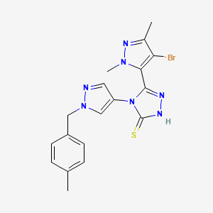 molecular formula C18H18BrN7S B4848629 5-(4-bromo-1,3-dimethyl-1H-pyrazol-5-yl)-4-[1-(4-methylbenzyl)-1H-pyrazol-4-yl]-4H-1,2,4-triazole-3-thiol 