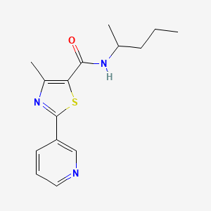 molecular formula C15H19N3OS B4848636 4-methyl-N-(1-methylbutyl)-2-(3-pyridinyl)-1,3-thiazole-5-carboxamide 