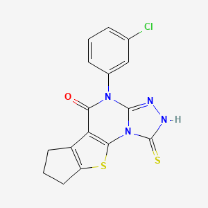 molecular formula C16H11ClN4OS2 B4848639 4-(3-chlorophenyl)-1-mercapto-7,8-dihydro-6H-cyclopenta[4,5]thieno[3,2-e][1,2,4]triazolo[4,3-a]pyrimidin-5(4H)-one 