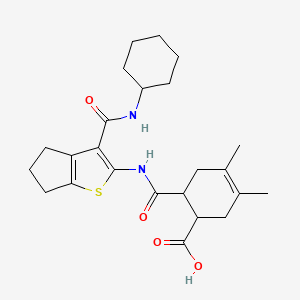 molecular formula C24H32N2O4S B4848660 6-[({3-[(cyclohexylamino)carbonyl]-5,6-dihydro-4H-cyclopenta[b]thien-2-yl}amino)carbonyl]-3,4-dimethyl-3-cyclohexene-1-carboxylic acid 