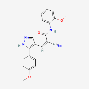 molecular formula C21H18N4O3 B4848679 2-cyano-N-(2-methoxyphenyl)-3-[3-(4-methoxyphenyl)-1H-pyrazol-4-yl]acrylamide 