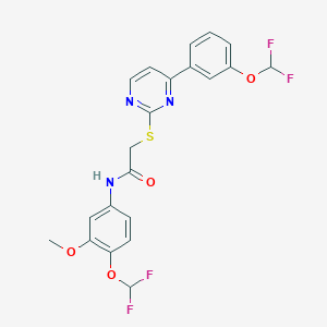 molecular formula C21H17F4N3O4S B4848701 N-[4-(difluoromethoxy)-3-methoxyphenyl]-2-({4-[3-(difluoromethoxy)phenyl]-2-pyrimidinyl}thio)acetamide 