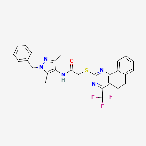 molecular formula C27H24F3N5OS B4848705 N-(1-benzyl-3,5-dimethyl-1H-pyrazol-4-yl)-2-{[4-(trifluoromethyl)-5,6-dihydrobenzo[h]quinazolin-2-yl]thio}acetamide 