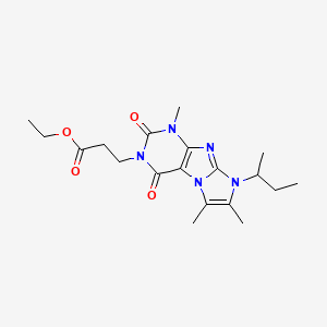 molecular formula C19H27N5O4 B4848713 ethyl 3-(8-sec-butyl-1,6,7-trimethyl-2,4-dioxo-1,2,4,8-tetrahydro-3H-imidazo[2,1-f]purin-3-yl)propanoate 