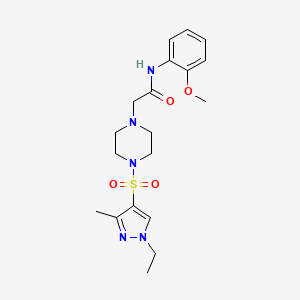 molecular formula C19H27N5O4S B4848760 2-{4-[(1-ethyl-3-methyl-1H-pyrazol-4-yl)sulfonyl]-1-piperazinyl}-N-(2-methoxyphenyl)acetamide 