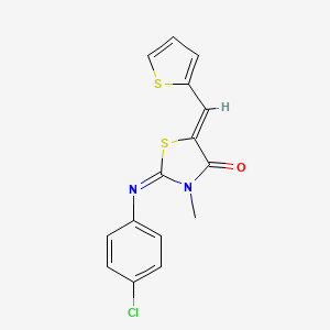 molecular formula C15H11ClN2OS2 B4848780 2-[(4-chlorophenyl)imino]-3-methyl-5-(2-thienylmethylene)-1,3-thiazolidin-4-one 