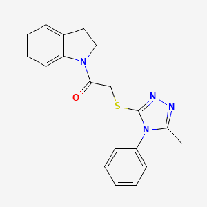 molecular formula C19H18N4OS B4848785 1-{[(5-methyl-4-phenyl-4H-1,2,4-triazol-3-yl)thio]acetyl}indoline 