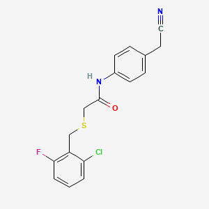 molecular formula C17H14ClFN2OS B4848795 2-[(2-chloro-6-fluorobenzyl)thio]-N-[4-(cyanomethyl)phenyl]acetamide 