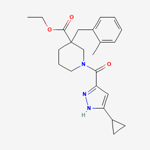 ethyl 1-[(3-cyclopropyl-1H-pyrazol-5-yl)carbonyl]-3-(2-methylbenzyl)-3-piperidinecarboxylate