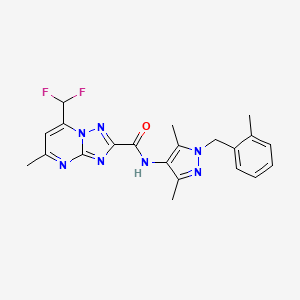 molecular formula C21H21F2N7O B4848838 7-(difluoromethyl)-N-[3,5-dimethyl-1-(2-methylbenzyl)-1H-pyrazol-4-yl]-5-methyl[1,2,4]triazolo[1,5-a]pyrimidine-2-carboxamide 