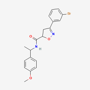 molecular formula C19H19BrN2O3 B4848864 3-(3-bromophenyl)-N-[1-(4-methoxyphenyl)ethyl]-4,5-dihydro-5-isoxazolecarboxamide 