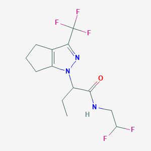 molecular formula C13H16F5N3O B4848922 N-(2,2-difluoroethyl)-2-[3-(trifluoromethyl)-5,6-dihydrocyclopenta[c]pyrazol-1(4H)-yl]butanamide 