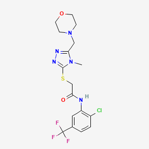 molecular formula C17H19ClF3N5O2S B4848954 N-[2-chloro-5-(trifluoromethyl)phenyl]-2-{[4-methyl-5-(4-morpholinylmethyl)-4H-1,2,4-triazol-3-yl]thio}acetamide 
