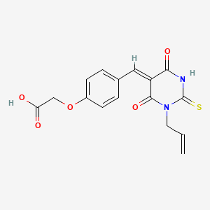 molecular formula C16H14N2O5S B4848977 {4-[(1-allyl-4,6-dioxo-2-thioxotetrahydro-5(2H)-pyrimidinylidene)methyl]phenoxy}acetic acid 