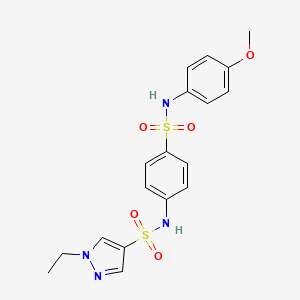 molecular formula C18H20N4O5S2 B4848986 1-ethyl-N-(4-{[(4-methoxyphenyl)amino]sulfonyl}phenyl)-1H-pyrazole-4-sulfonamide 