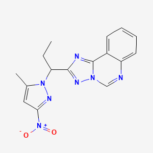 molecular formula C16H15N7O2 B4848994 2-[1-(5-methyl-3-nitro-1H-pyrazol-1-yl)propyl][1,2,4]triazolo[1,5-c]quinazoline 