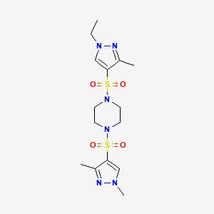 molecular formula C15H24N6O4S2 B4849010 1-[(1,3-dimethyl-1H-pyrazol-4-yl)sulfonyl]-4-[(1-ethyl-3-methyl-1H-pyrazol-4-yl)sulfonyl]piperazine 