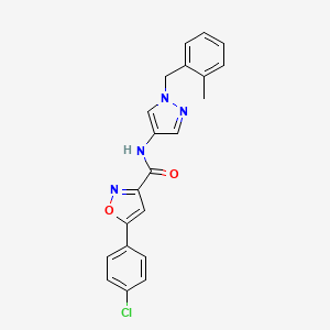 molecular formula C21H17ClN4O2 B4849026 5-(4-chlorophenyl)-N-[1-(2-methylbenzyl)-1H-pyrazol-4-yl]-3-isoxazolecarboxamide 