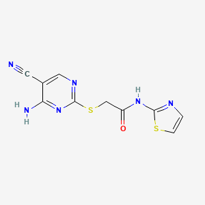 molecular formula C10H8N6OS2 B4849028 2-[(4-amino-5-cyano-2-pyrimidinyl)thio]-N-1,3-thiazol-2-ylacetamide 