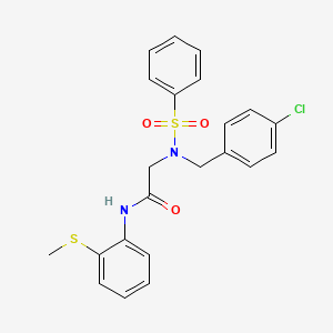 molecular formula C22H21ClN2O3S2 B4849032 N~2~-(4-chlorobenzyl)-N~1~-[2-(methylthio)phenyl]-N~2~-(phenylsulfonyl)glycinamide 