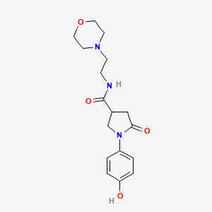 molecular formula C17H23N3O4 B4849096 1-(4-hydroxyphenyl)-N-[2-(4-morpholinyl)ethyl]-5-oxo-3-pyrrolidinecarboxamide 