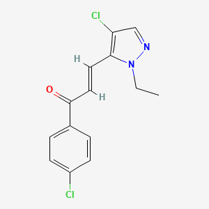 molecular formula C14H12Cl2N2O B4849142 3-(4-chloro-1-ethyl-1H-pyrazol-5-yl)-1-(4-chlorophenyl)-2-propen-1-one 